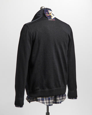 Paul  Shark Black Wool Full Zip Sweater With Typhoon Details Black 