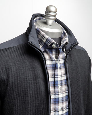 Paul  Shark Black Wool Full Zip Sweater With Typhoon Details Black  4