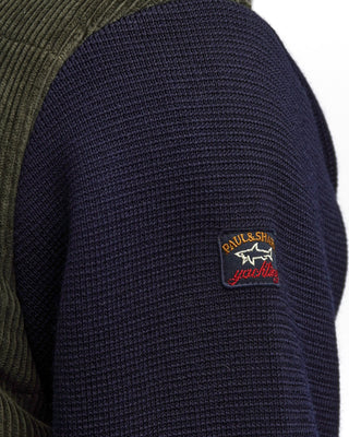 Paul  Shark Green  Navy Mix Media Hooded Sweater Coat Green  3