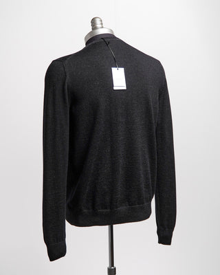 Gran Sasso Two Tone Lightweight Wool Crewneck Sweater Black 