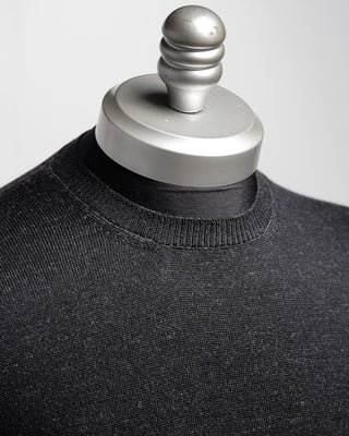 Gran Sasso Two Tone Lightweight Wool Crewneck Sweater Black  2