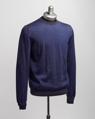Gran Sasso Two Tone Lightweight Wool Crewneck Sweater Blue  1