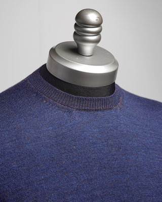 Gran Sasso Two Tone Lightweight Wool Crewneck Sweater Blue  2