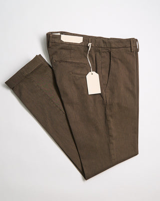 Briglia 1949 Slim Fit Stretch Cotton Twill Every Day Smart Casual Pants Cognac 394