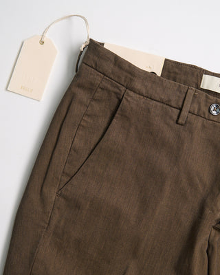 Briglia 1949 Slim Fit Stretch Cotton Twill Every Day Smart Casual Pants Cognac 398