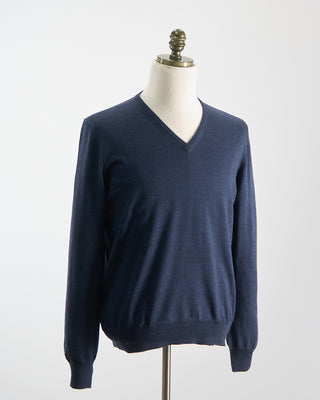 Gran Sasso Lightweight Wool V Neck Indigo
