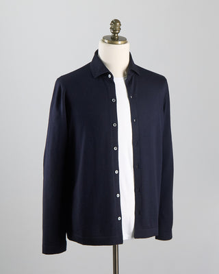 Gran Sasso Athleisure Full Button Wool Shirt Midnight 1083