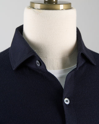 Gran Sasso Athleisure Full Button Wool Shirt Midnight 1087
