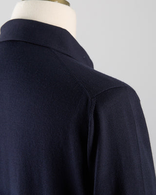 Gran Sasso Athleisure Full Button Wool Shirt Midnight 1090