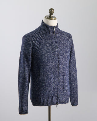 Paul  Shark Riviera WoolCashmere Full Zip Sweater Navy  White 684