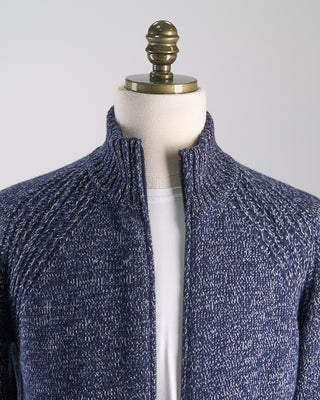 Paul  Shark Riviera WoolCashmere Full Zip Sweater Navy  White 687