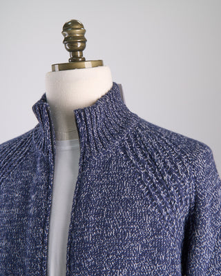 Paul  Shark Riviera WoolCashmere Full Zip Sweater Navy  White 688