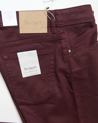 Re HasH Rubens Tailored Fit Stretch Cavalry Twill 5 Pocket Pants Bordeaux 0 1