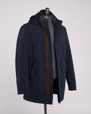 Paul  Shark Typhoon Re 4X4 Stretch Carcoat With Suede And Shark Fin Navy 3 2154