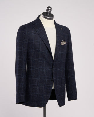 Tagliatore Wool Boucle Blue  Black Check Sport Jacket Blue  Black 7 2047
