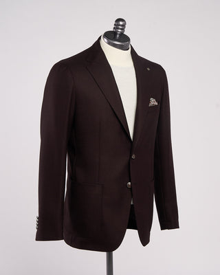Tagliatore Super 100s Wool Basketweave Blazer Burgundy 4 2071