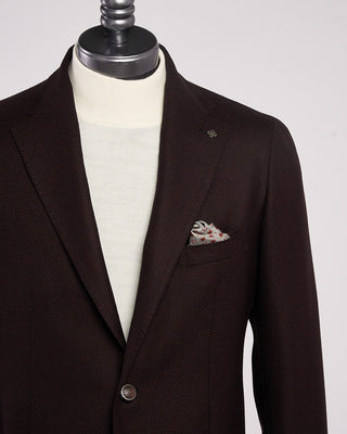 Tagliatore Super 100s Wool Basketweave Blazer Burgundy 5 2075