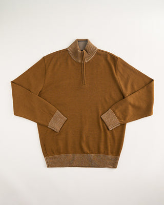 Paul  Shark Shark Tag Soft Cool Touch Wool Half Zip Sweater Tobacco 1857
