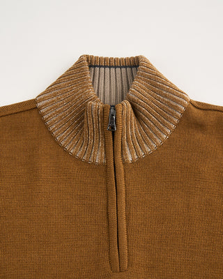 Paul  Shark Shark Tag Soft Cool Touch Wool Half Zip Sweater Tobacco 3 1854