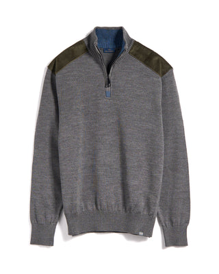 Paul  Shark Shark Tag Velvet Soft Cool Touch Wool Half Zip Sweater Grey 15 3636