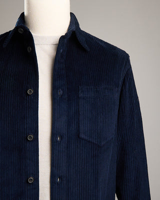 Paul  Shark Corduroy Overshirt With Moon Badge Navy 03
