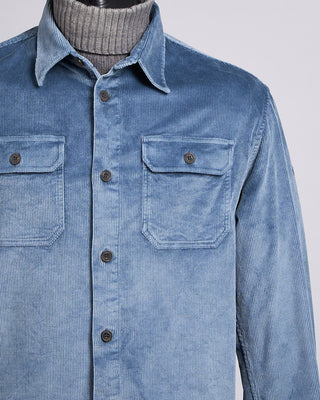 Paul  Shark Corduroy Overshirt With Moon Badge Light Blue 2295