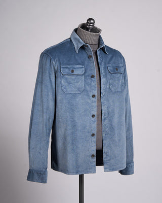 Paul  Shark Corduroy Overshirt With Moon Badge Light Blue 3 2290