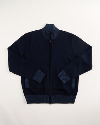 Paul  Shark Shark Tag Soft Cool Touch Wool Full Zip Sweater Navy 1 1838