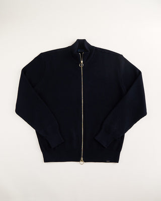 Paul  Shark Shark Tag Tech Wool Full Zip Sweater Navy 1845