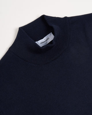 Gran Sasso Mock Neck Wool Sweater Navy 3162