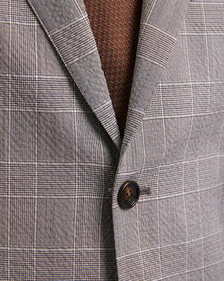 Tagliatore Crème Crinkle Check Wool Stretch Suit Brown 1 3