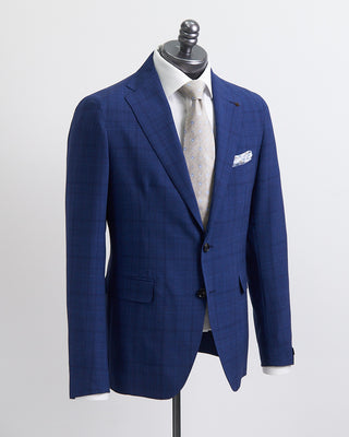 Tagliatore Super 130S Wool Tonal Check Suit Blue 1