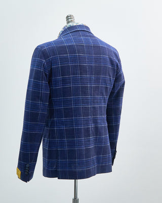 Tagliatore Blue Ink Chalk Check Wool Blend Sport Jacket Indigo 1 2