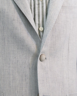 Tagliatore Pearl Grey Herringbone Linen Sport Jacket Grey 1