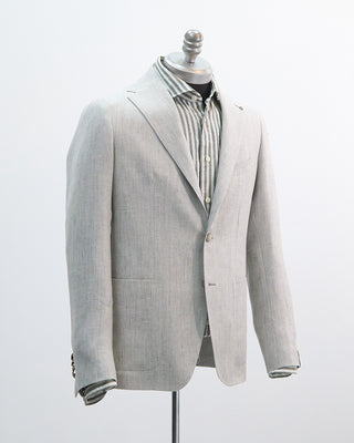 Tagliatore Pearl Grey Herringbone Linen Sport Jacket Grey 1 1