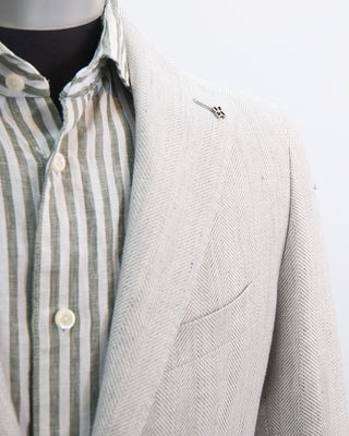 Tagliatore Pearl Grey Herringbone Linen Sport Jacket Grey 1 3