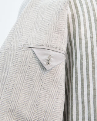 Tagliatore Pearl Grey Herringbone Linen Sport Jacket Grey 1 9