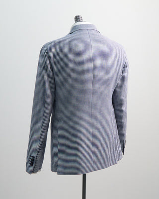 Tagliatore Ink Blue And Ivory Houdstooth Linen  Wool Sport Jacket Blue 1 9