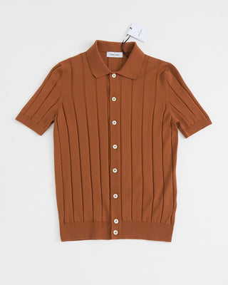 Gran Sasso Fully Button Dropstitch Knit Shirt Terracotta 1