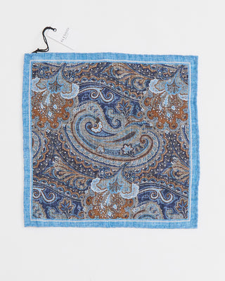 Alessio Abstract Paisley Print Pocket Square Light Blue 1