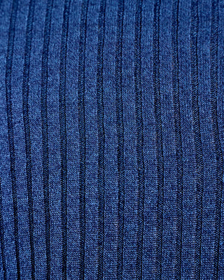 Gran Sasso Cotton  Linen Ribbed Fine Knit Polo Navy 1699
