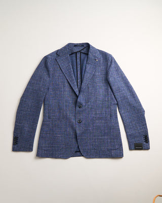 Tagliatore Crosshatch Blues Stretch Hopsack Soft Jacket Blue 1 487