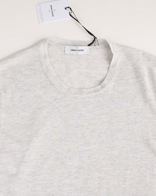 Gran Sasso Linen  Cotton Fine Knit T Shirt Grey 2 1223