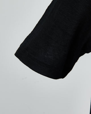 Gran Sasso 100% Linen Standup Collar Polo Black 1485