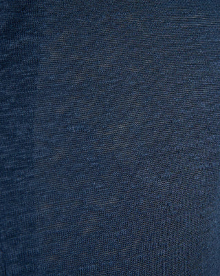 Gran Sasso 100% Linen Standup Collar Polo Navy 1470