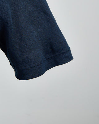 Gran Sasso 100% Linen Standup Collar Polo Navy 1473