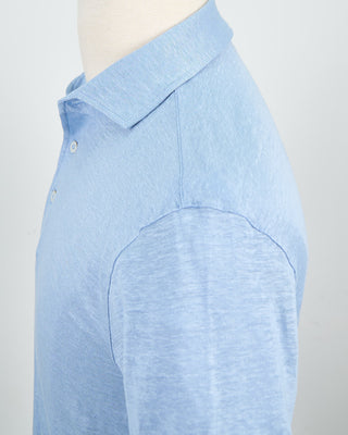 Gran Sasso 100% Linen Standup Collar Polo Light Blue 1497