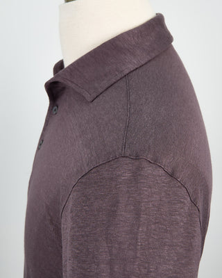 Gran Sasso 100% Linen Standup Collar Polo Plum 1492