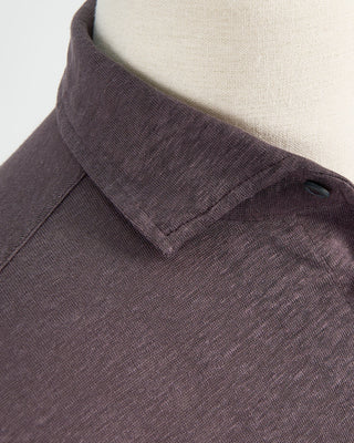 Gran Sasso 100% Linen Standup Collar Polo Plum 1494