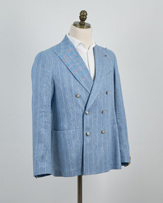 Tagliatore Double Breasted Summer Stripe Suit Light Blue 1393